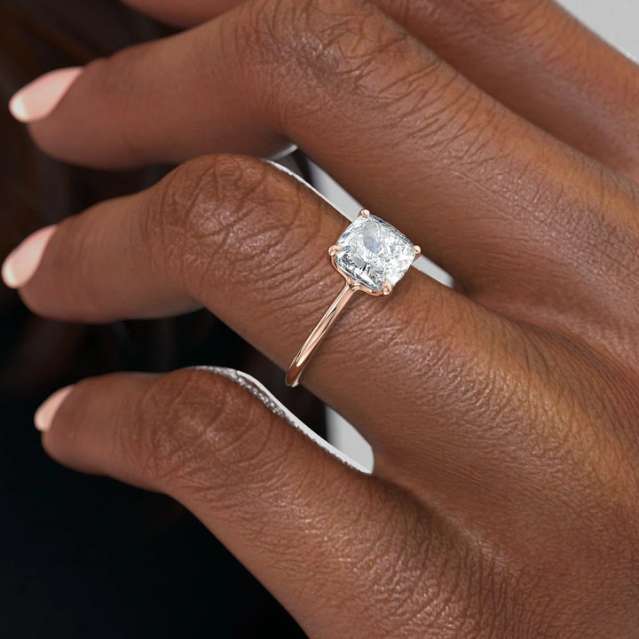 The Cecelia Set With Cushion Solitaire Moissanite#material_14k-rose