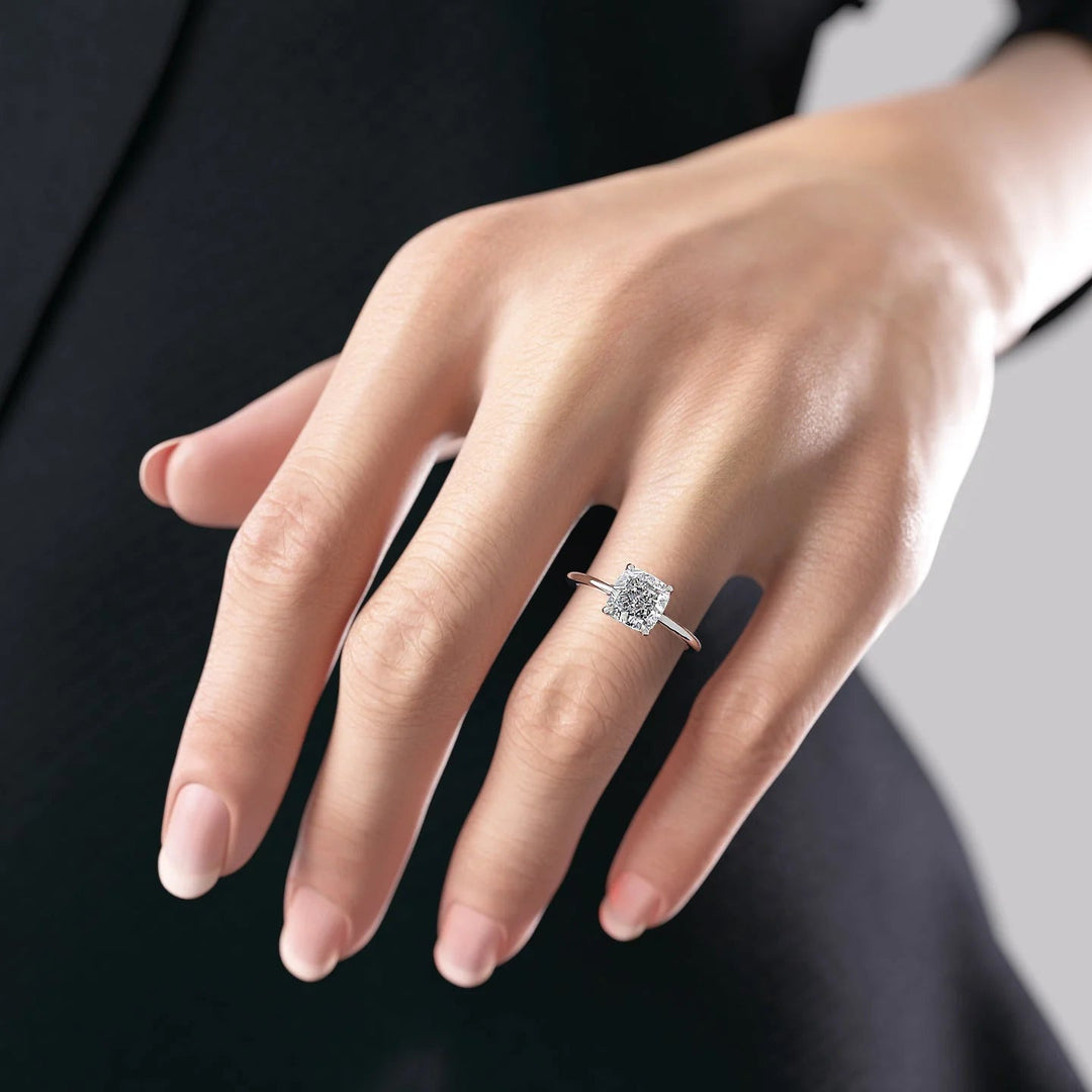 The Cecelia Cushion Lab Diamond Moissanite Engagement Ring