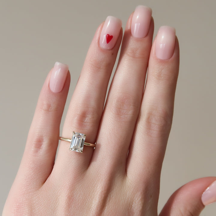 The Cecelia Emerald Lab Diamond Moissanite Engagement Ring *Shown with 2.5 ct #material_gold