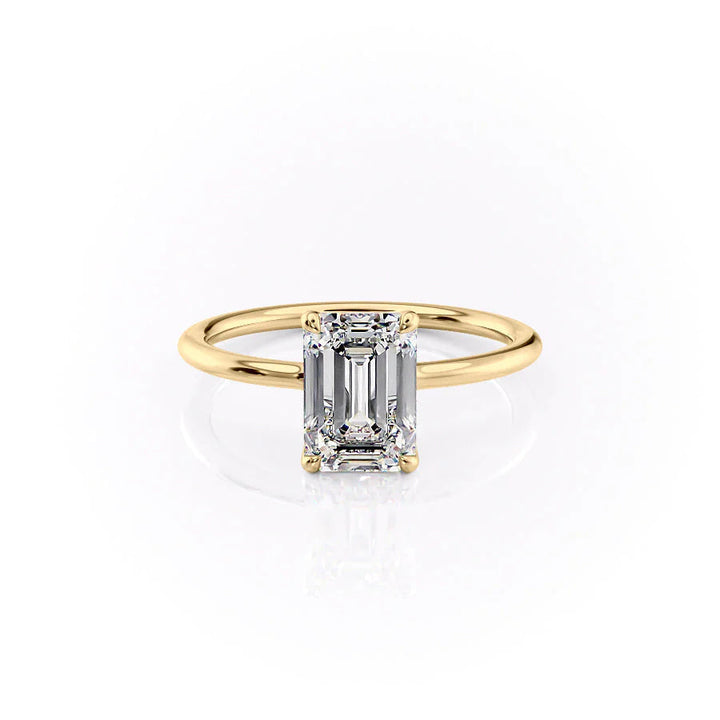 The Cecelia Set With Emerald Solitaire Lab Diamond 1 Carat 14K Gold#material_gold