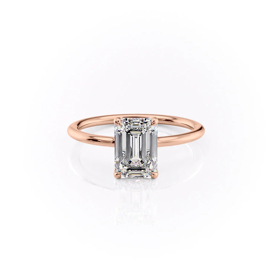 The Cecelia Set With Emerald Solitaire Lab Diamond 1 Carat 14K Rose#material_rose