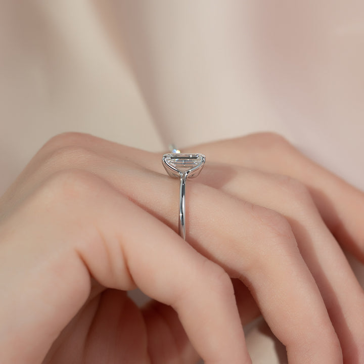 The Cecelia Emerald Lab Diamond Moissanite Engagement Ring *Shown with 2 ct #material_white
