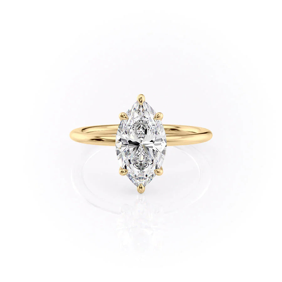 The Cecelia Set With Marquise Solitaire Moissanite#material_14k-gold