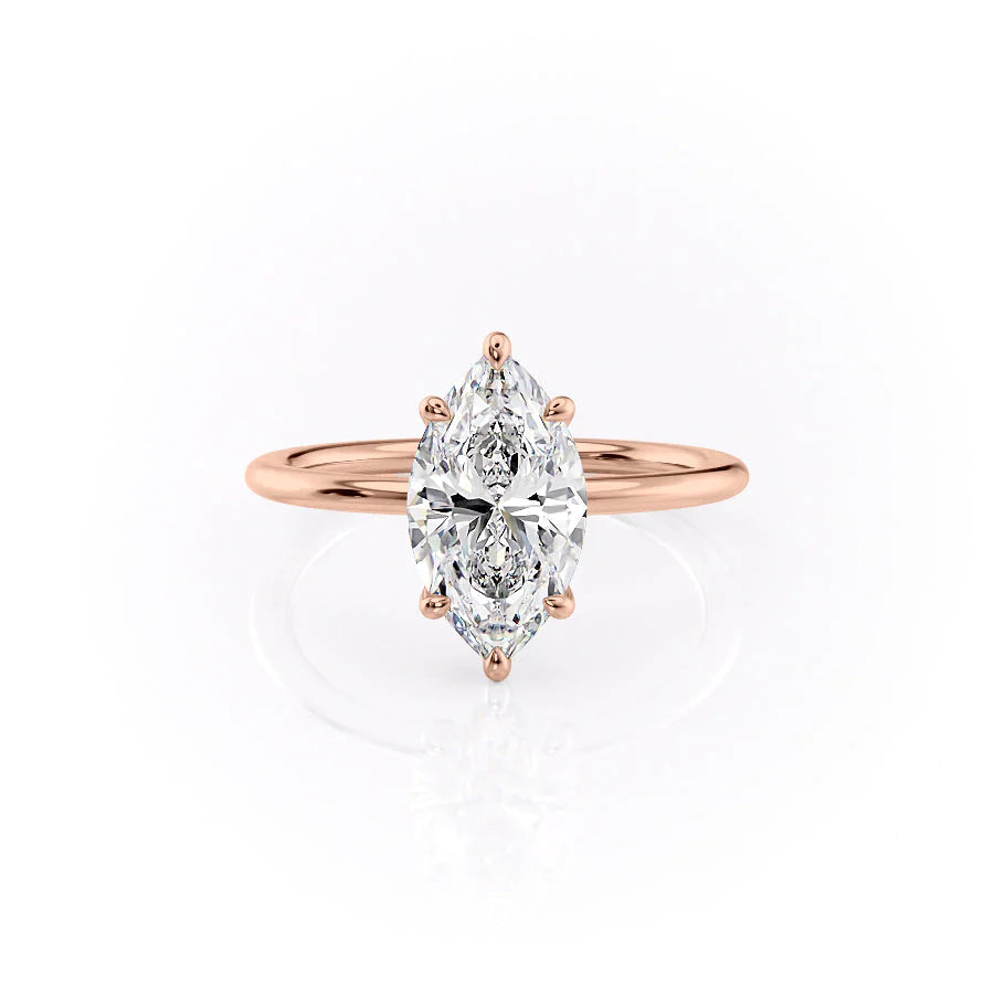 The Cecelia Set With Marquise Solitaire Lab Diamond 1 Carat 14K Rose#material_14k-rose