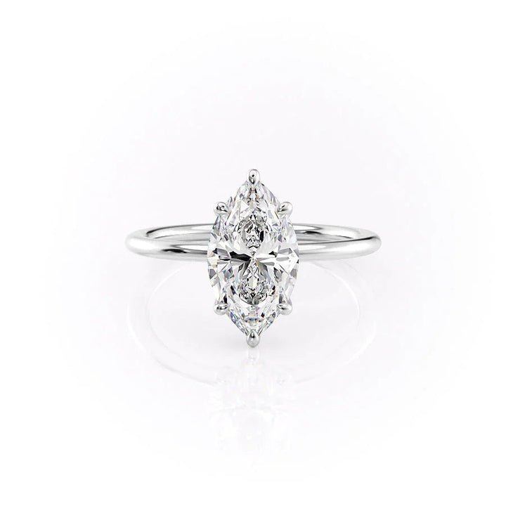 The Cecelia Set With Marquise Solitaire Lab Diamond 1 Carat 14K White#material_14k-white