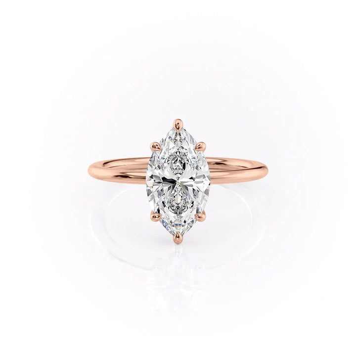 The Cecelia Set With Marquise Solitaire Lab Diamond 1 Carat 18K Rose#material_18k-rose