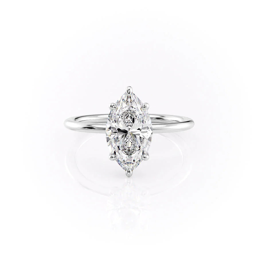 The Cecelia Set With Marquise Solitaire Lab Diamond 1 Carat 18K White#material_18k-white