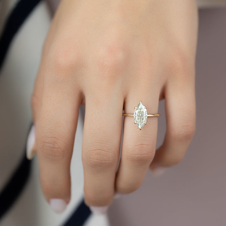 The Cecelia Marquise Lab Diamond Moissanite Engagement Ring *Shown with 2.5 ct #material_gold