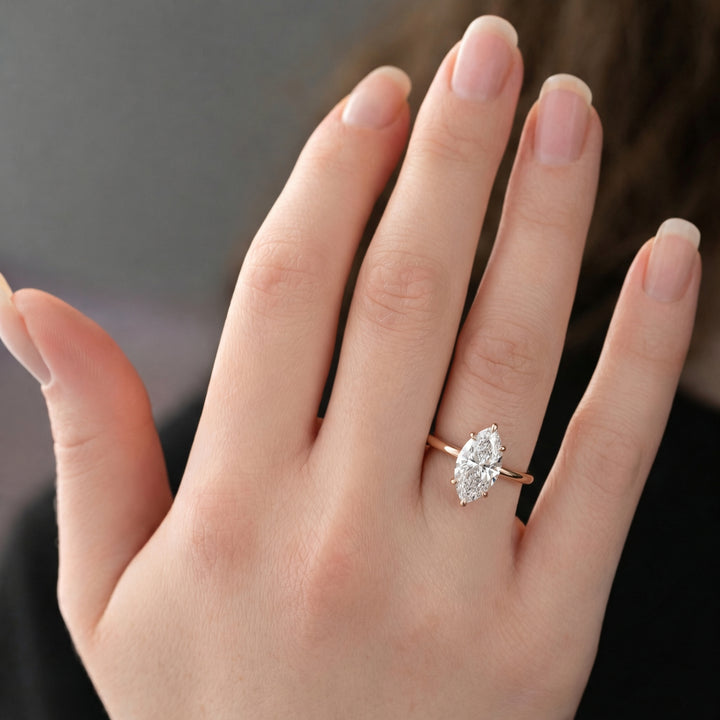The Cecelia Set With Marquise Solitaire Lab Diamond Rose#material_rose