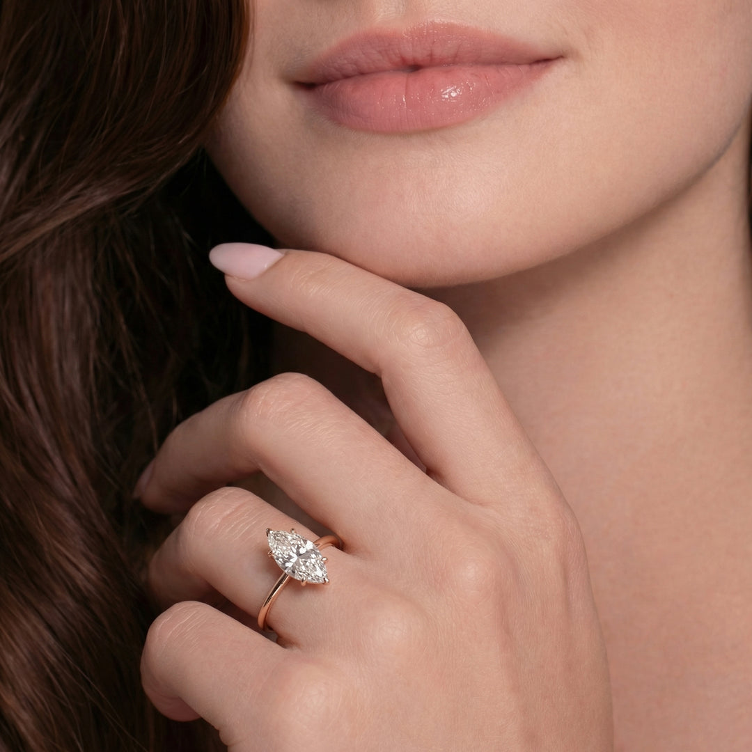 The Cecelia Set With Marquise Solitaire Lab Diamond Rose#material_rose