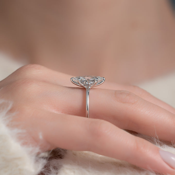 The Cecelia Marquise Lab Diamond Moissanite Engagement Ring *Shown with 2 ct #material_white