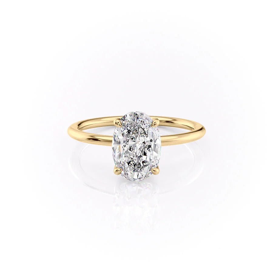 The Cecelia Set With Oval Solitaire Lab Diamond 1 Carat 14K Gold#material_14k-gold