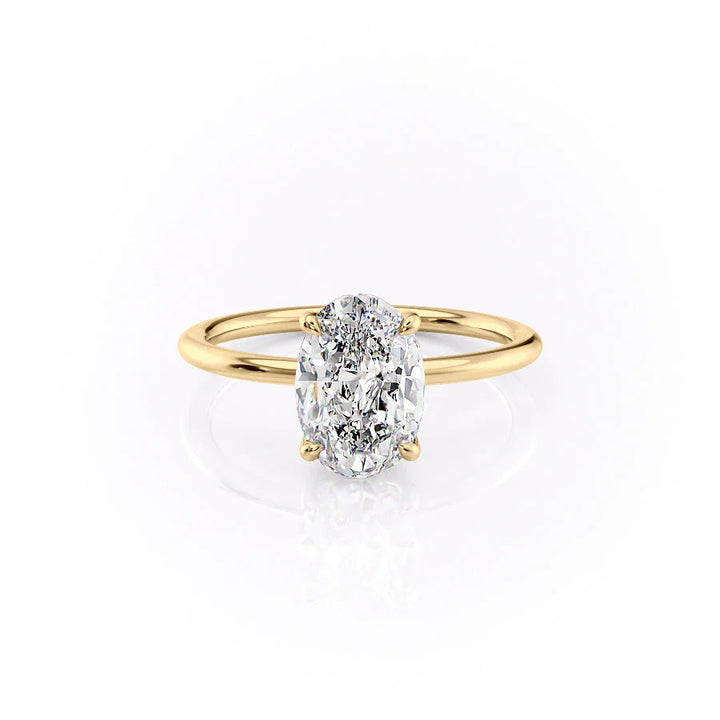 The Cecelia Set With Oval Solitaire Moissanite#material_14k-gold