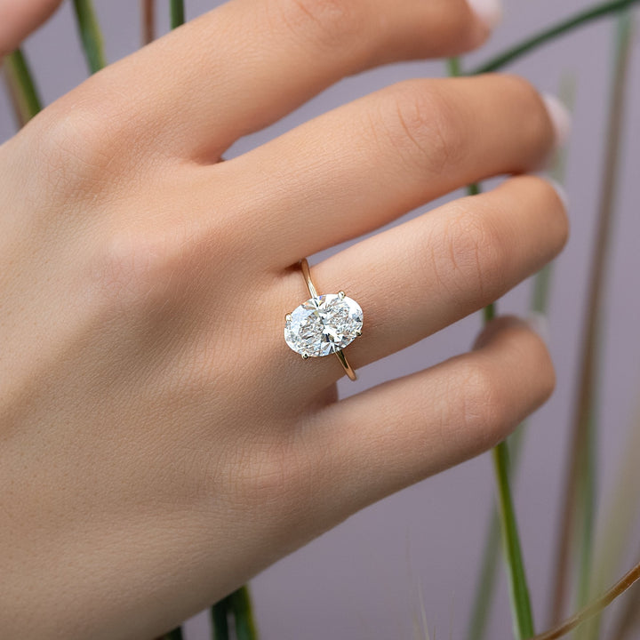 The Cecelia Set With Oval Solitaire Lab Diamond 1.5 Carat 14K Gold#material_14k-gold