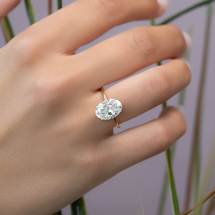 The Cecelia Set With Oval Solitaire Moissanite#material_14k-gold