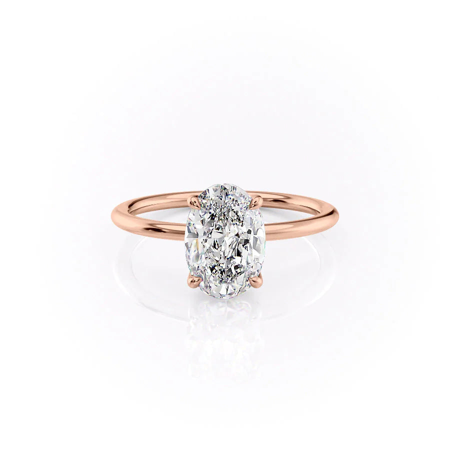 The Cecelia Set With Oval Solitaire Lab Diamond 1 Carat 14K Rose#material_14k-rose