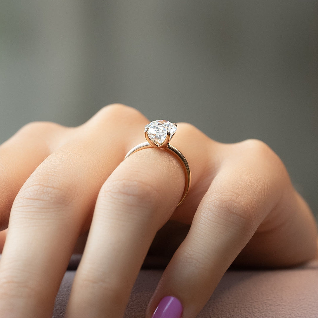 The Cecelia Set With Oval Solitaire Moissanite#material_14k-rose