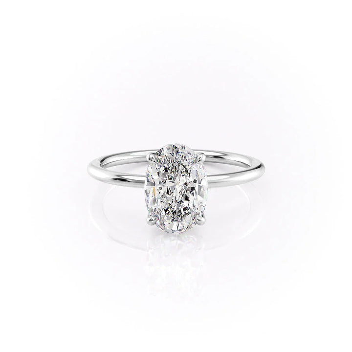 The Cecelia Set With Oval Solitaire Lab Diamond 1 Carat 14K White#material_14k-white