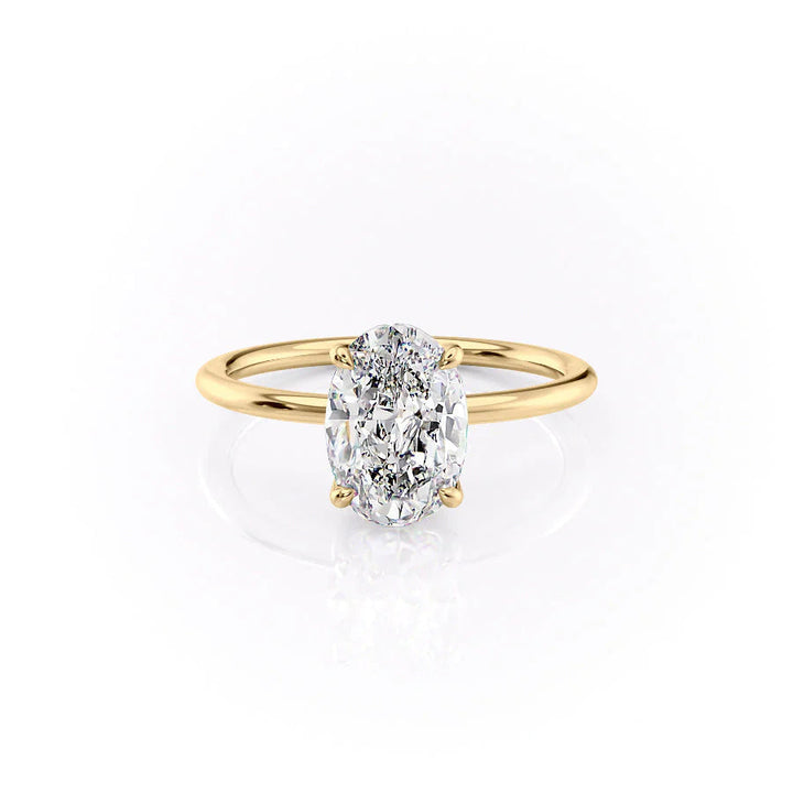 The Cecelia Set With Oval Solitaire Moissanite#material_gold