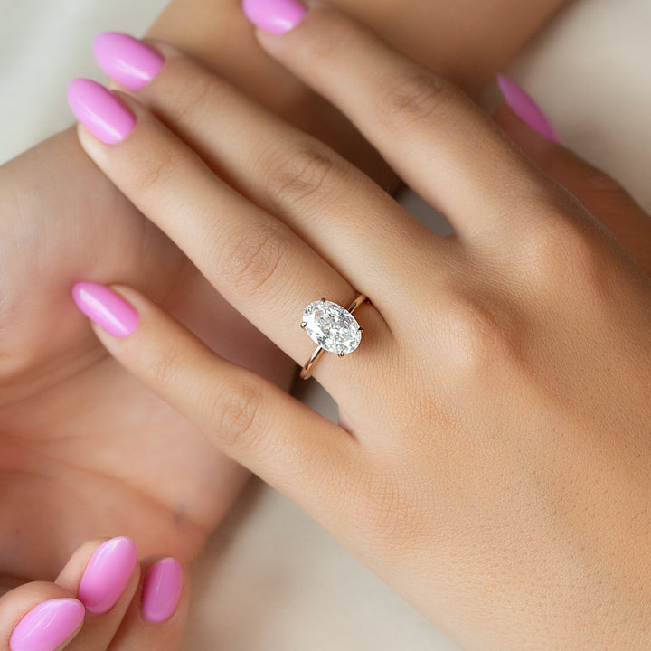 The Cecelia Oval Lab Diamond Moissanite Engagement Ring *Shown with 3 ct #material_rose