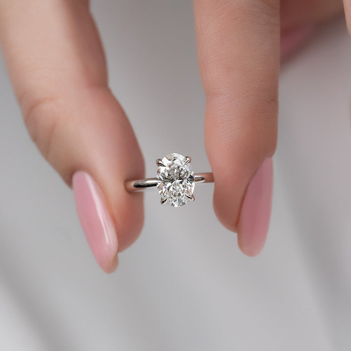 The Cecelia Oval Lab Diamond Moissanite Engagement Ring *Shown with 2 ct #material_white