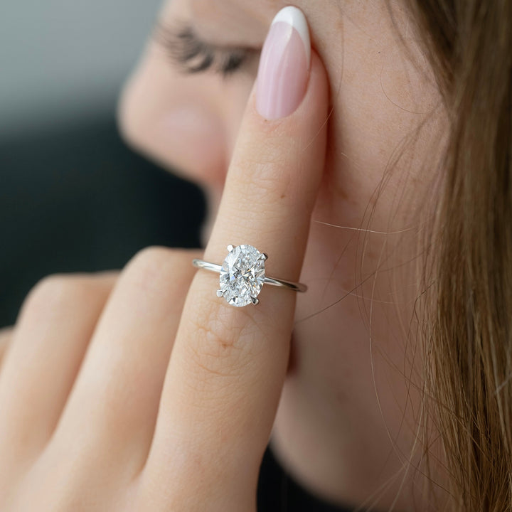 The Cecelia Oval Lab Diamond Moissanite Engagement Ring *Shown with 1.5 ct #material_white