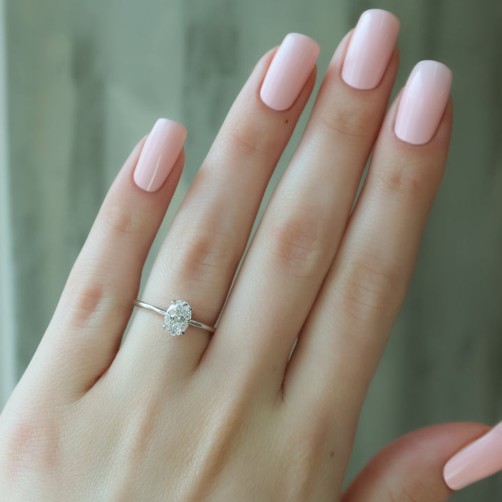 The Cecelia Oval Lab Diamond Moissanite Engagement Ring *Shown with 1 ct #material_white