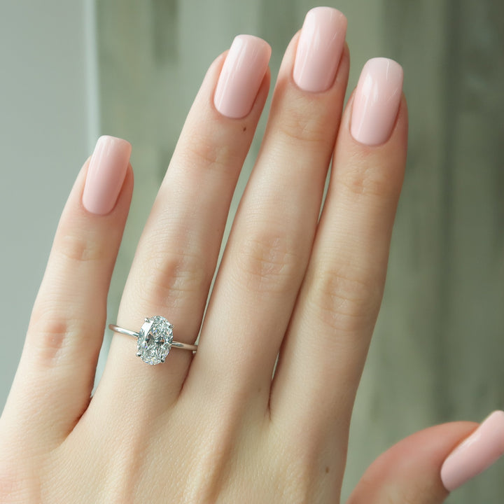 The Cecelia Oval Lab Diamond Moissanite Engagement Ring *Shown with 2 ct #material_white