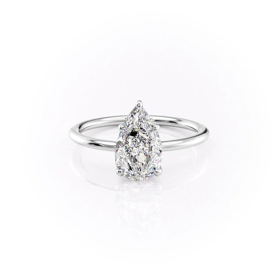 The Cecelia Set With Pear Solitaire Lab Diamond 1 Carat 14K White#material_14k-white