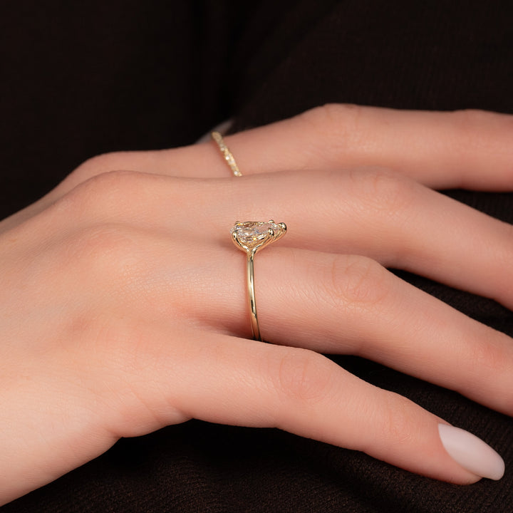 The Cecelia Pear Lab Diamond Moissanite Engagement Ring *Shown with 1 ct #material_gold