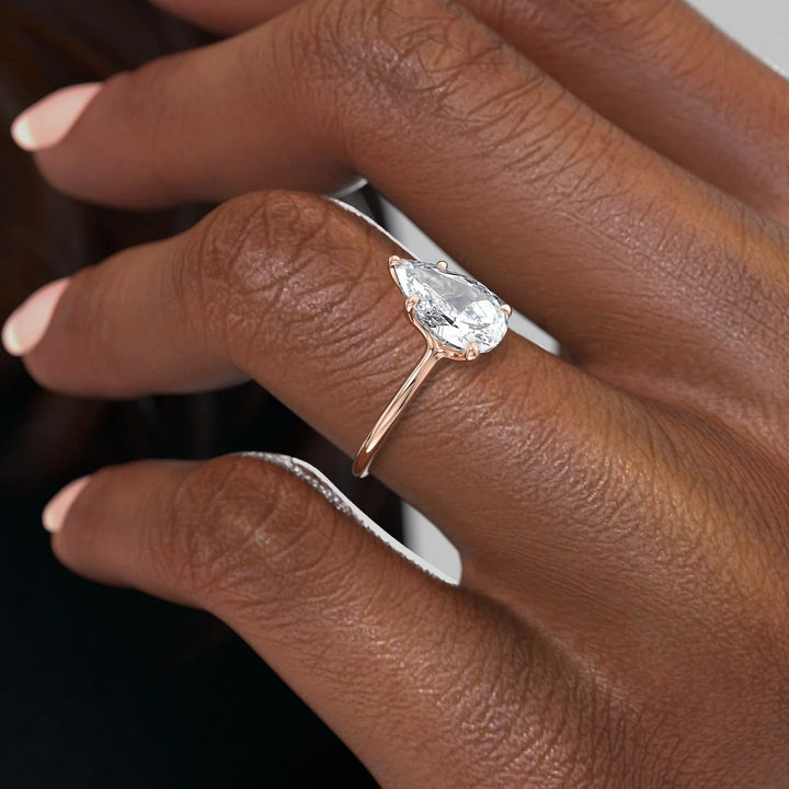 The Cecelia Pear Lab Diamond Moissanite Engagement Ring *Shown with 2 ct #material_rose