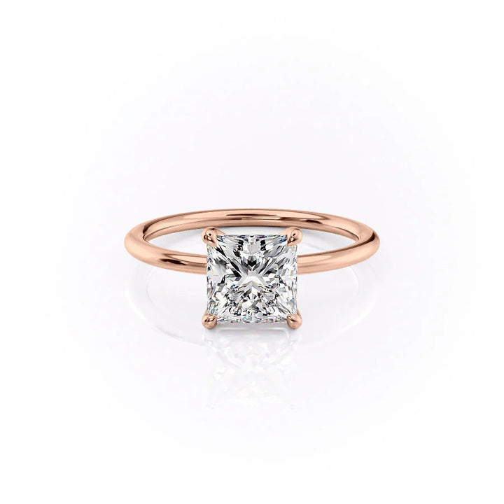 The Cecelia Set With Princess Solitaire Lab Diamond 1 Carat 14K Rose#material_14k-rose