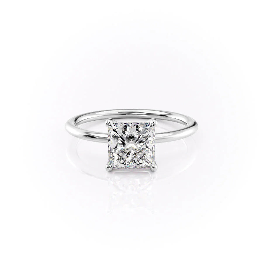 The Cecelia Set With Princess Solitaire Lab Diamond 1 Carat 14K White#material_14k-white