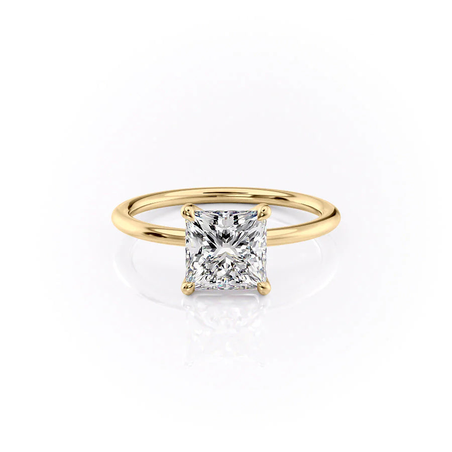 The Cecelia Set With Princess Solitaire Moissanite#material_18k-gold