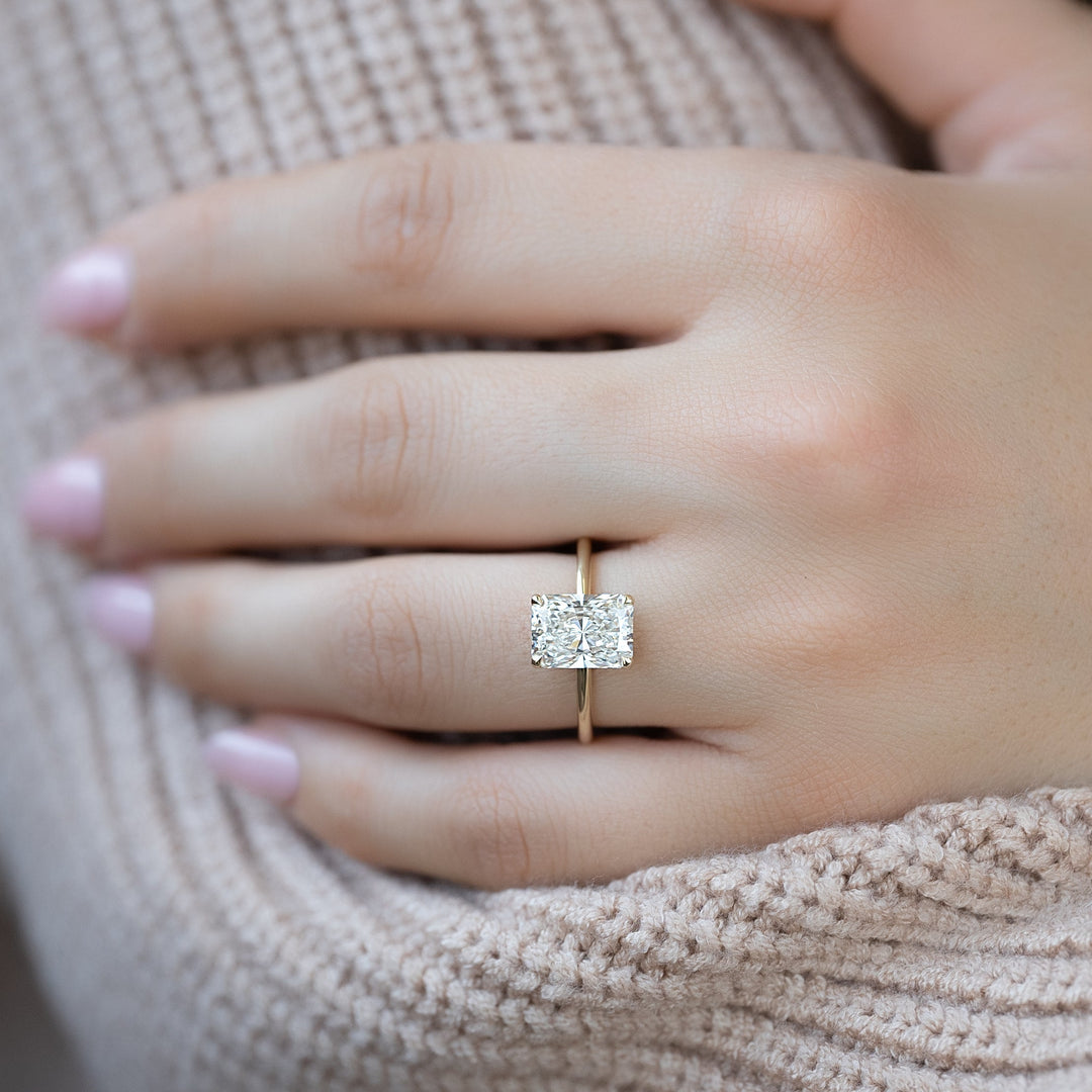 The Cecelia Set With Radiant Solitaire Moissanite#material_14k-gold