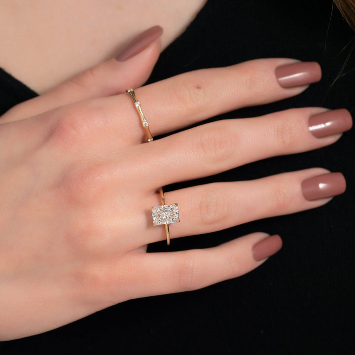 The Cecelia Radiant Lab Diamond Moissanite Engagement Ring *Shown with 2 ct #material_gold