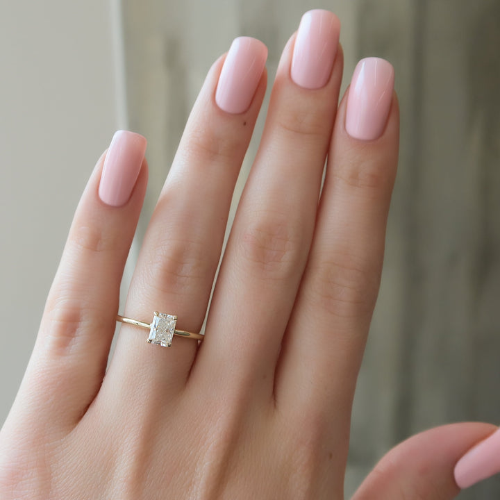 The Cecelia Radiant Lab Diamond Moissanite Engagement Ring *Shown with 1 ct #material_gold