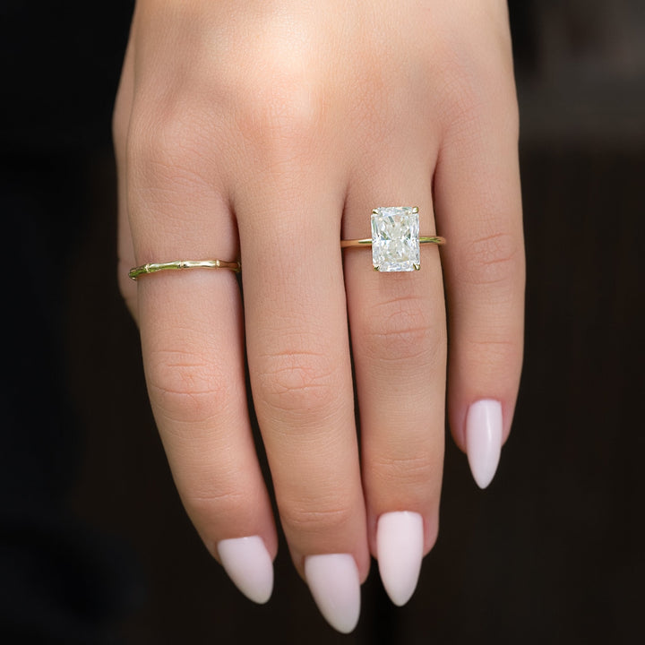 The Cecelia Radiant Lab Diamond Moissanite Engagement Ring *Shown with 4.5 ct #material_gold