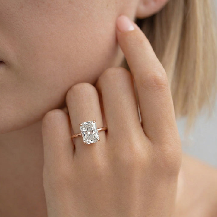 The Cecelia Set With Radiant Solitaire Lab Diamond Rose#material_rose