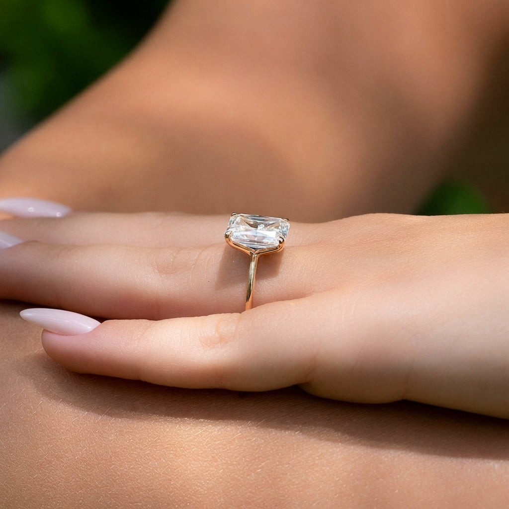 The Cecelia Set With Radiant Solitaire Lab Diamond Rose#material_rose