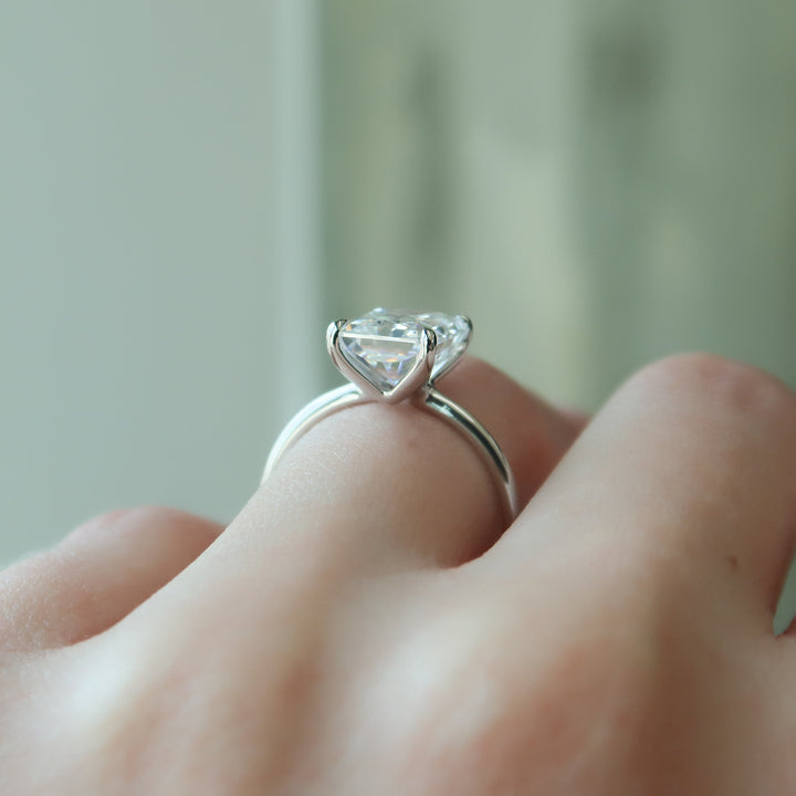 The Cecelia Radiant Lab Diamond Moissanite Engagement Ring *Shown with 5 ct #material_white