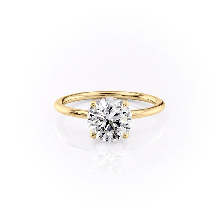 The Cecelia Set With Round Solitaire Moissanite#material_14k-gold