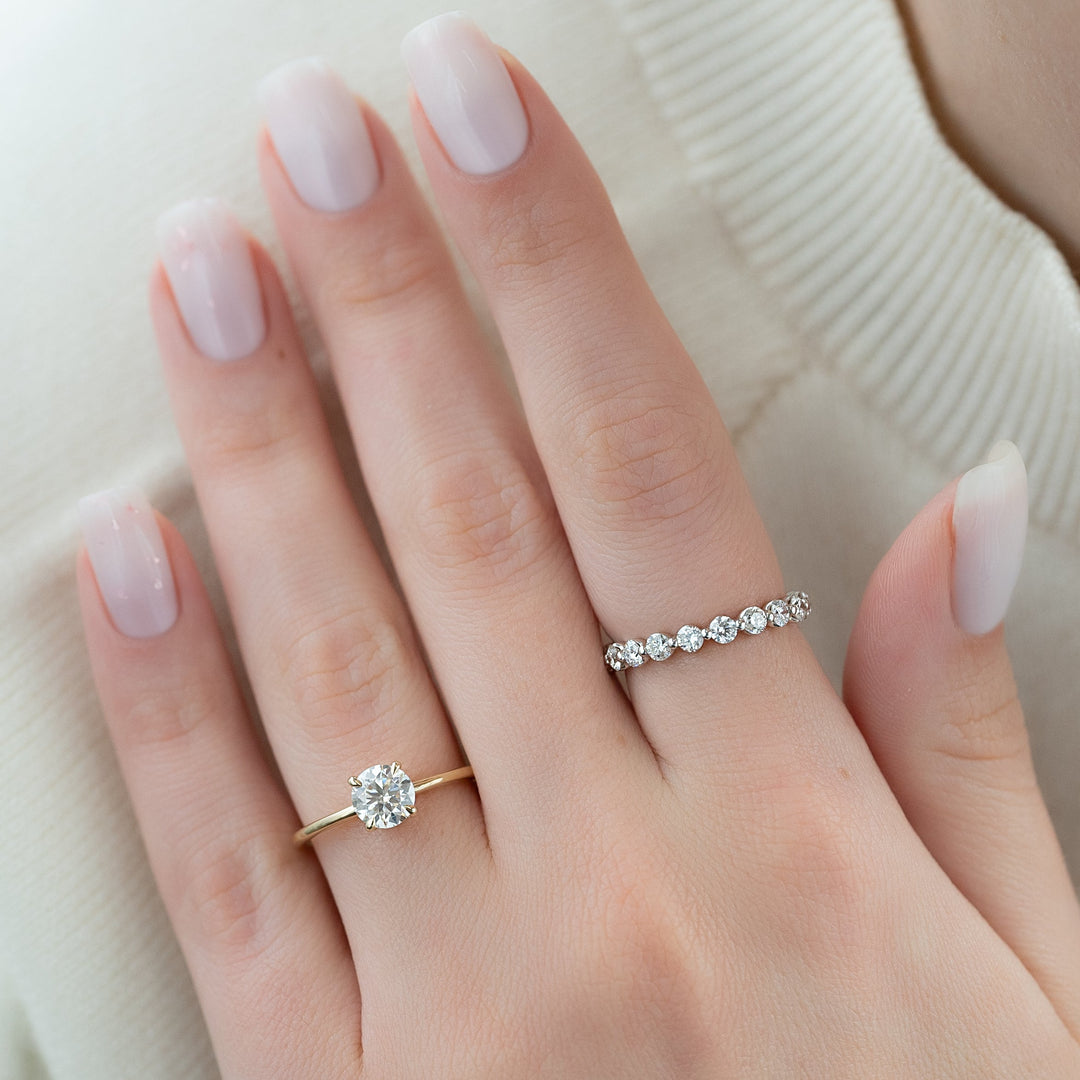 The Cecelia Set With Round Solitaire Moissanite#material_14k-gold