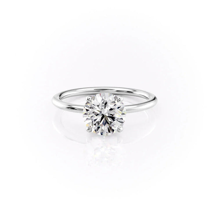 The Cecelia Set With Round Solitaire Lab Diamond 1 Carat 14K White#material_14k-white