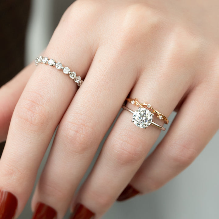 The Cecelia Set With Round Solitaire Moissanite#material_14k-white