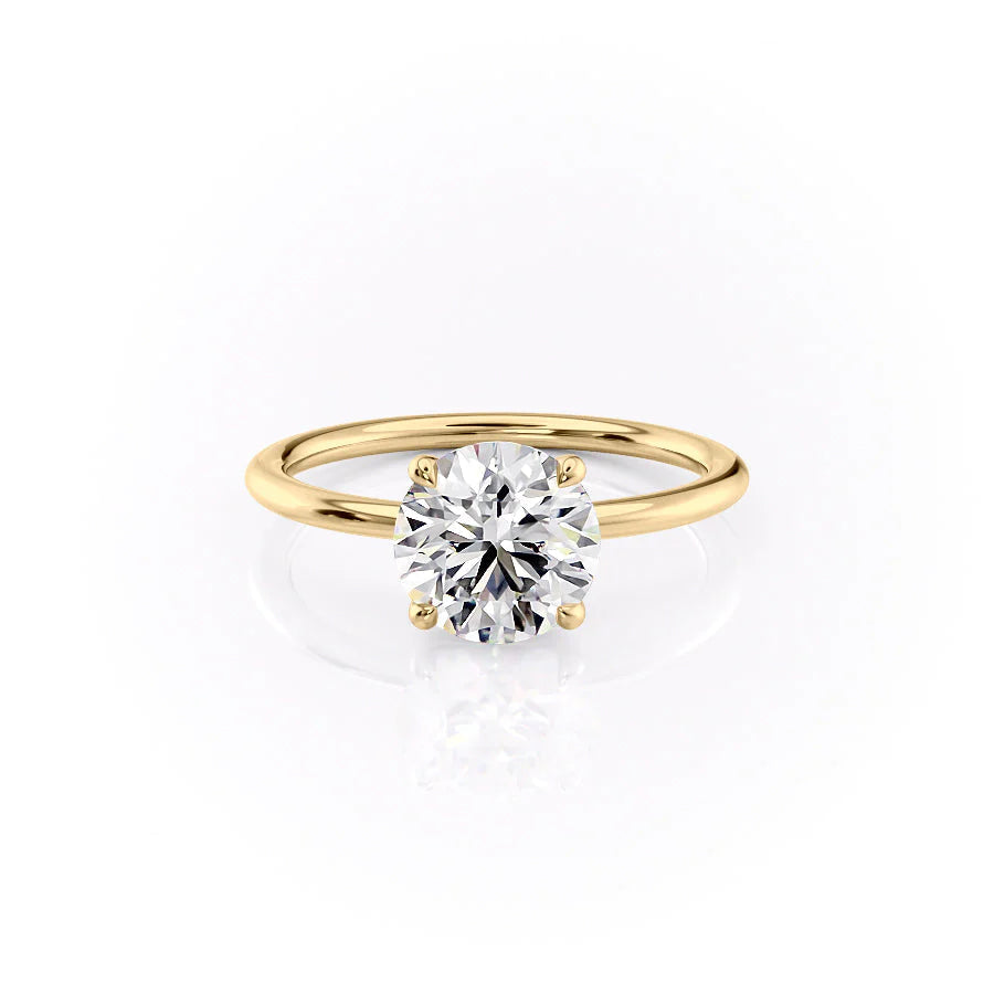 The Cecelia Set With Round Solitaire Lab Diamond 1 Carat 18K Gold#material_18k-gold