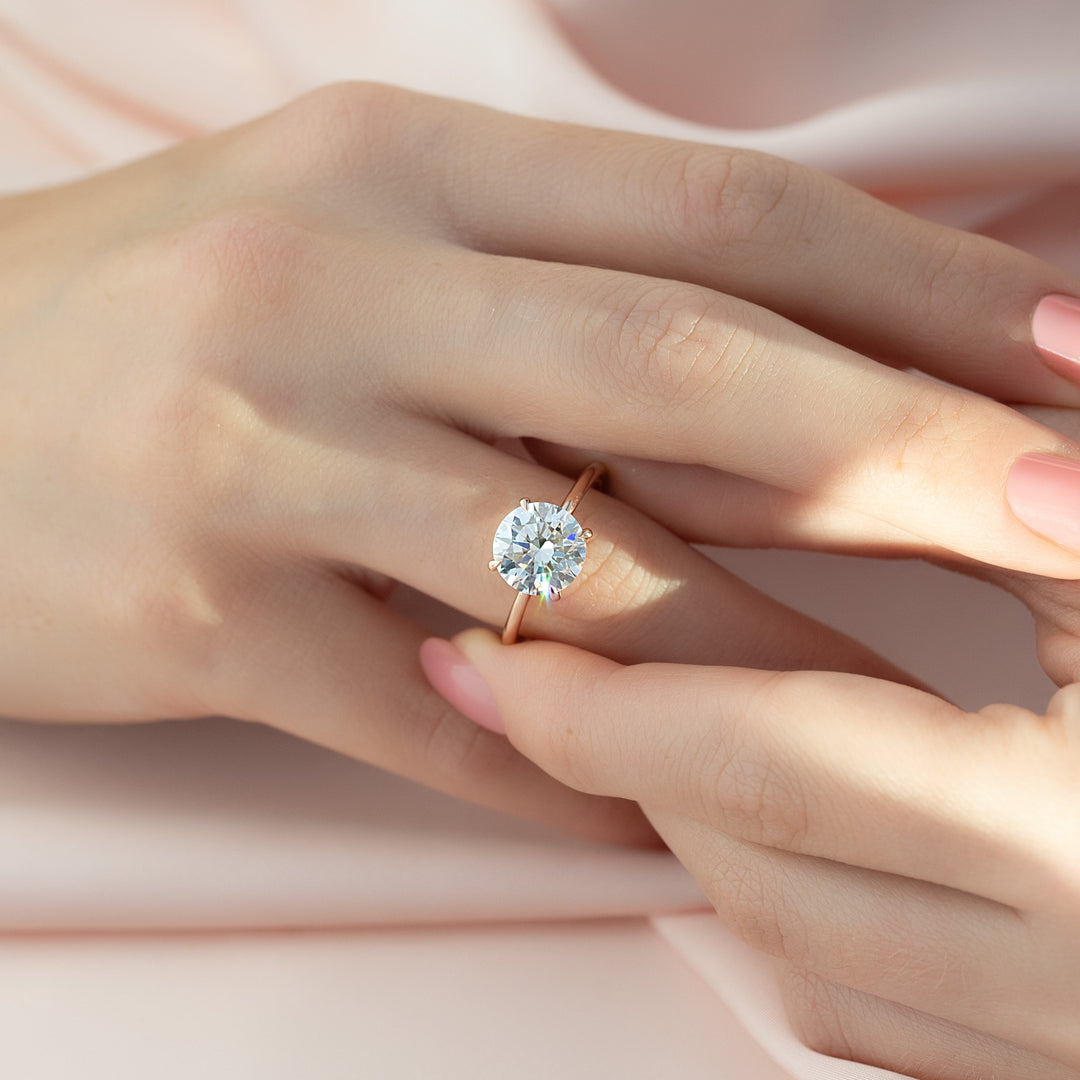 The Cecelia Round Lab Diamond Moissanite Engagement Ring