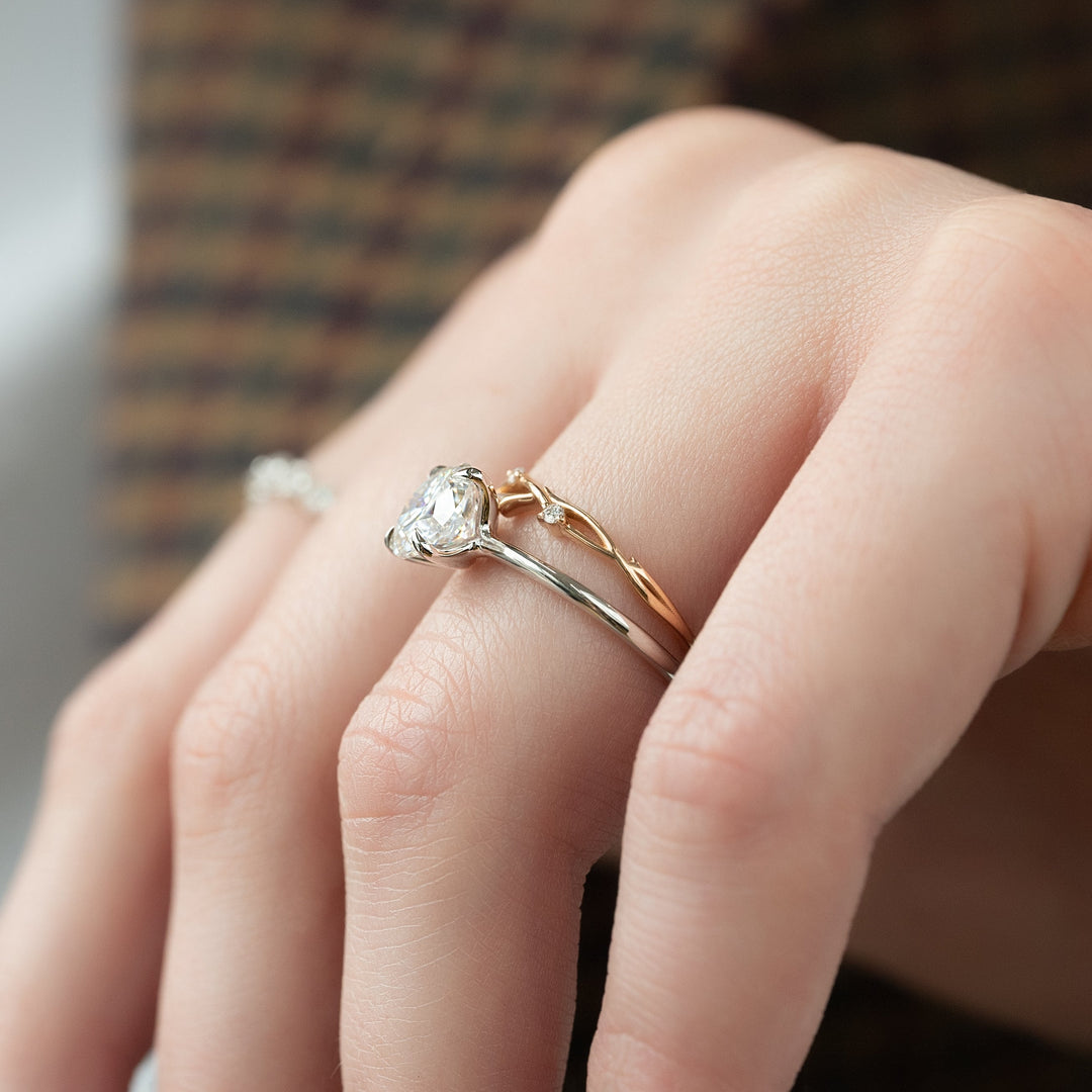 The Cecelia Round Lab Diamond Moissanite Engagement Ring