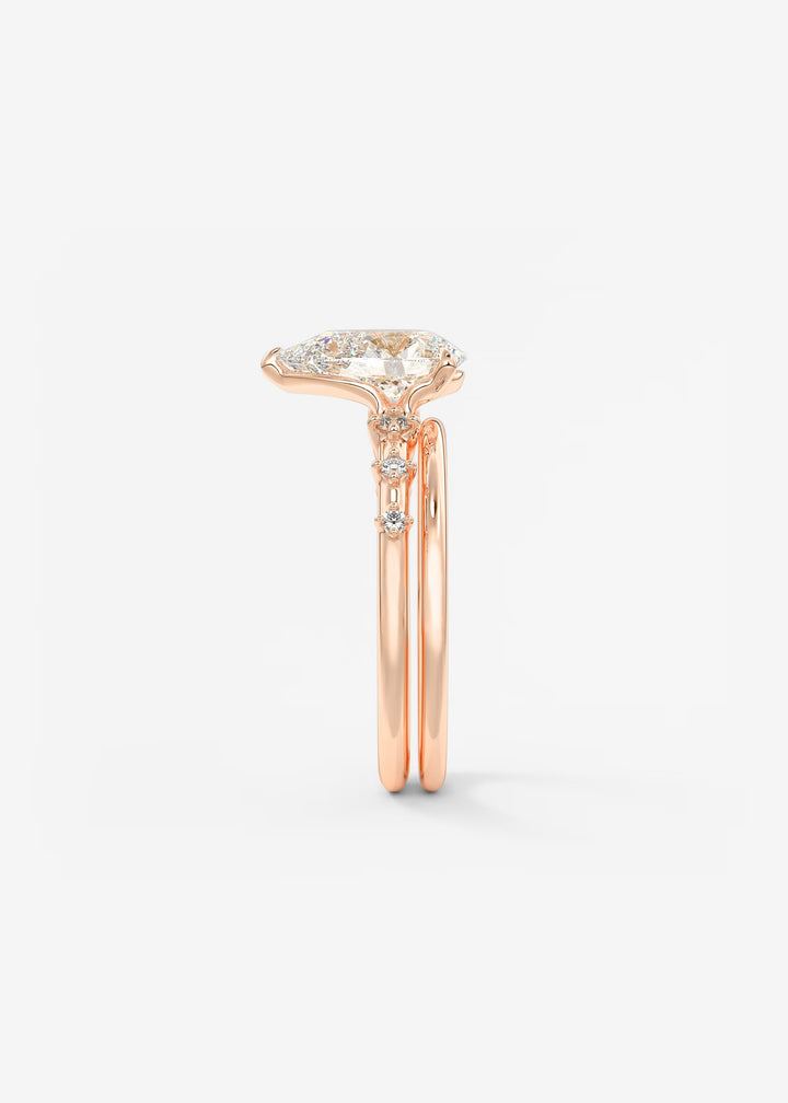 The Celeste Pear Engagement Ring with Delicate Diamond Accents#material_rose