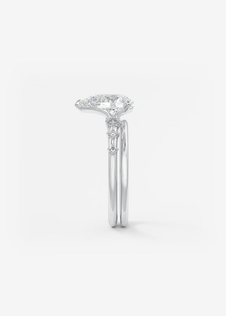 The Celeste Pear Engagement Ring with Delicate Diamond Accents#material_white